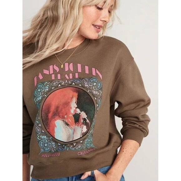 Oversized Licensed Rock Star Janis Joplin Cropped Sweatshirt for Women S… - Picture 5 of 8